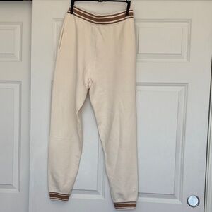 Pink Cream Joggers with Brown Stripes